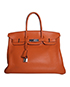Birkin 35 Clemence Leather in Orange, front view